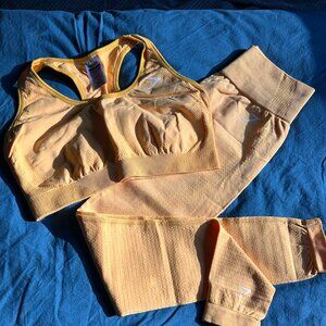 Gymshark Yellow Seamless Leggings & Sports Bra Set Top L leggings M